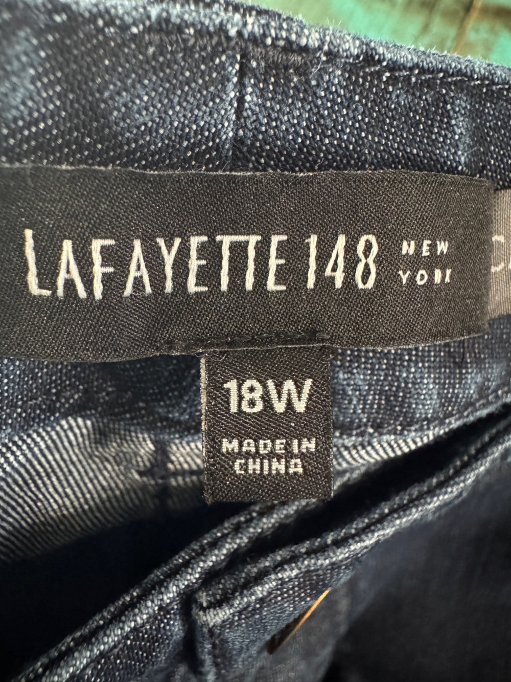 Lafayette 148 Straight Leg Cotton Jeans Dark Wash Size 18 - Picture 7 of 8